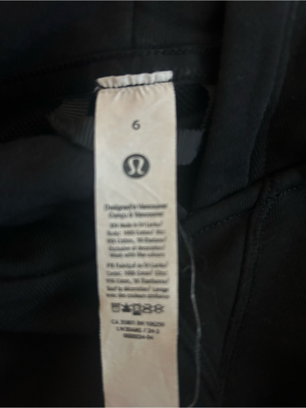Women’s Lululemon Black Hooded Pullover Sweatshirt size 6 - Picture 3 of 3